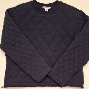 Athleta Retroplush Dark Blue Quilted Crewneck Top